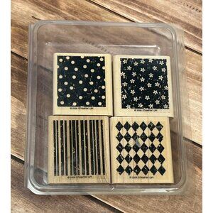 2006 STAMPIN' UP! BACKGROUND SAMPLER Wood Rubber Stamp set of 4 FLOWER LINES